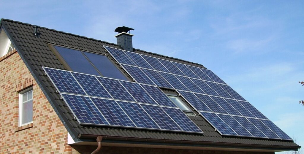 Solar panel installation on a house within the Manchester area.